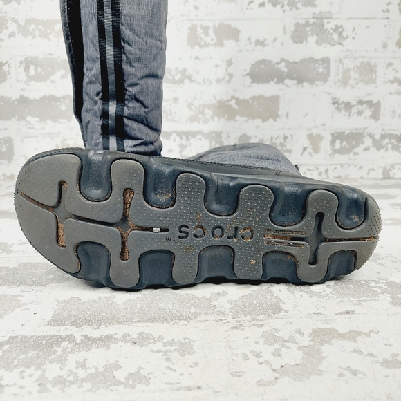 Crocs Duet Busy Day Fleece Lined Round Toe Grey Nylon Boots O211 - Picture 8 of 12